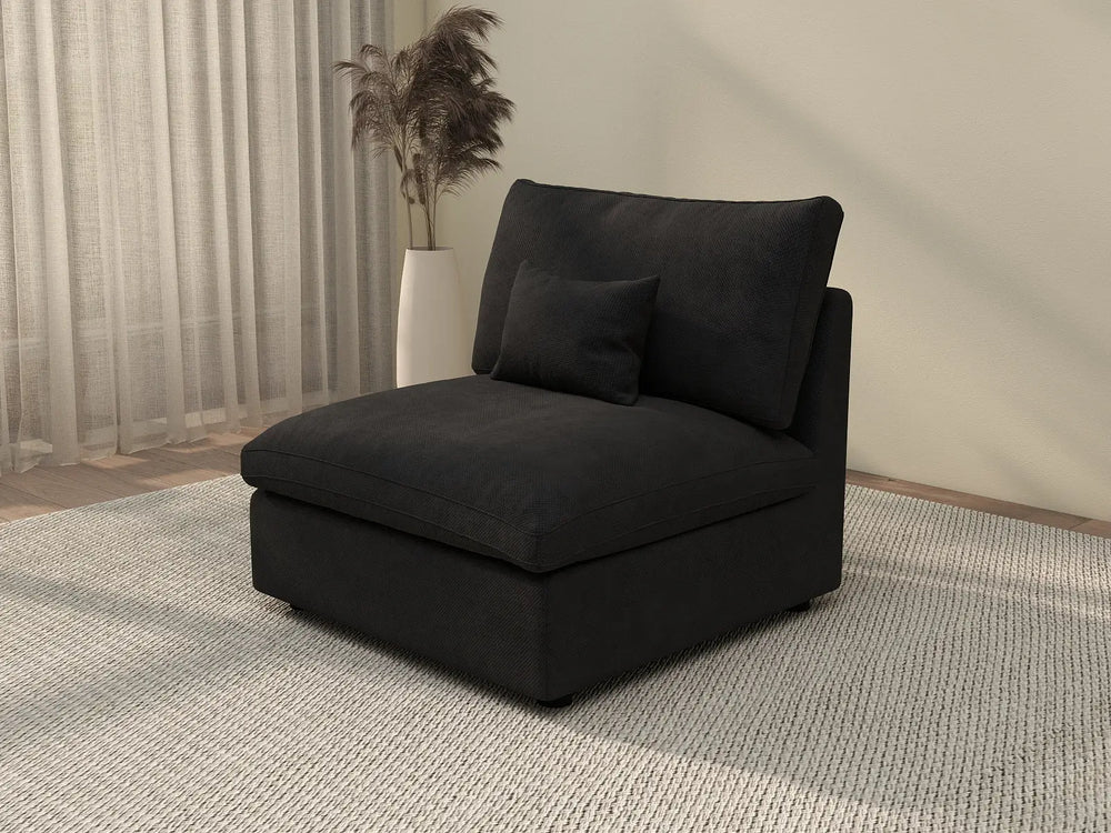 WJS Home 1 Piece Linen Black Single Sofa 40 Adjustable Backrest Pillows 1 Seater_3