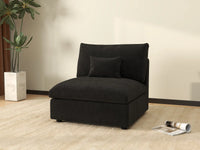 WJS Home 1 Piece Linen Black Single Sofa 40 Adjustable Backrest Pillows 1 Seater_6