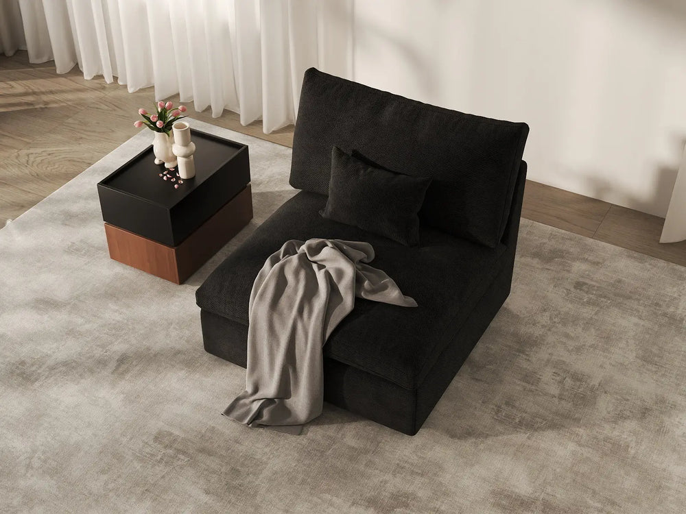 WJS Home 1 Piece Linen Black Single Sofa 40 Adjustable Backrest Pillows 1 Seater_8