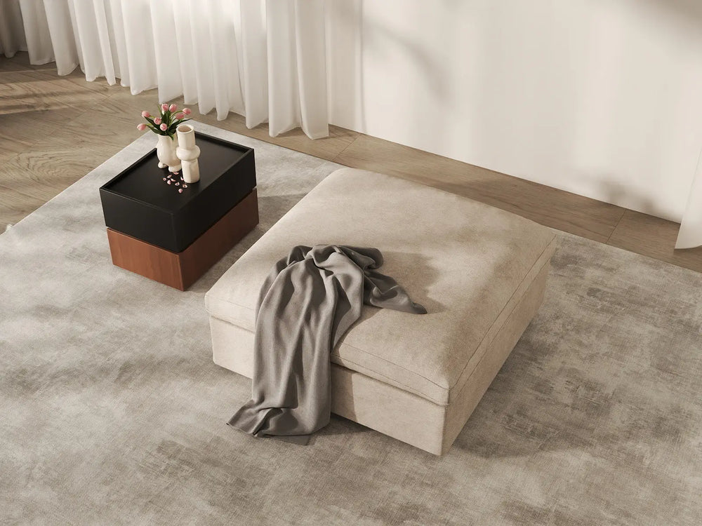 WJS Home 1 Piece Linen Khaki Ottoman_1