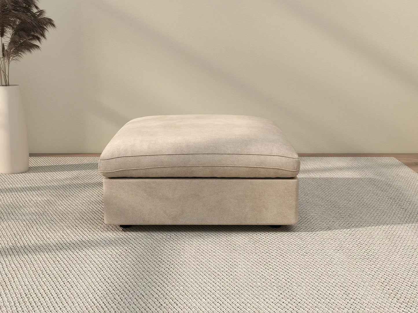 WJS Home 1 Piece Linen Khaki Ottoman_2