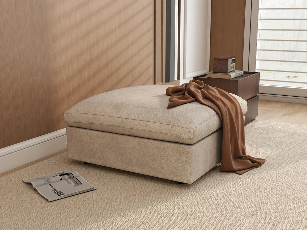 WJS Home 1 Piece Linen Khaki Ottoman_6