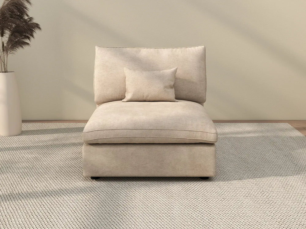 WJS Home 1 Piece Linen Khaki Single Sofa 1 Seater_2