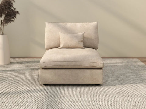 Sofá individual Deluxe Cloud de 1 plaza, color caqui, lavable | 1 pieza, tela de chenilla y lino, diseño modular
