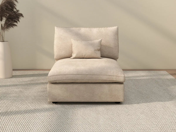 Sofá individual Deluxe Cloud de 1 plaza, color caqui, lavable | 1 pieza, tela de chenilla y lino, diseño modular