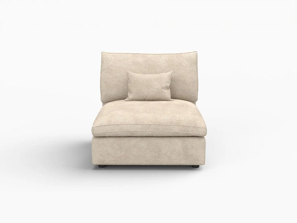 Deluxe Slope Cloud Sectional Sofa Covers | Khaki Chenille and Linen Sofa Cover for 1-Seater