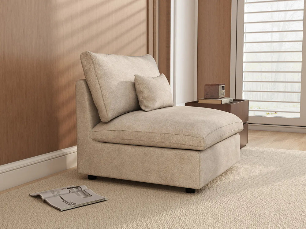 WJS Home 1 Piece Linen Khaki Single Sofa 1 Seater_8