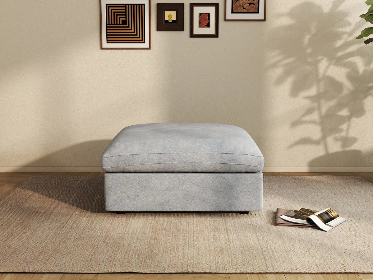 WJS Home 1 Piece Linen Light Grey Ottomans 40 Modular Design 1 Seater_1