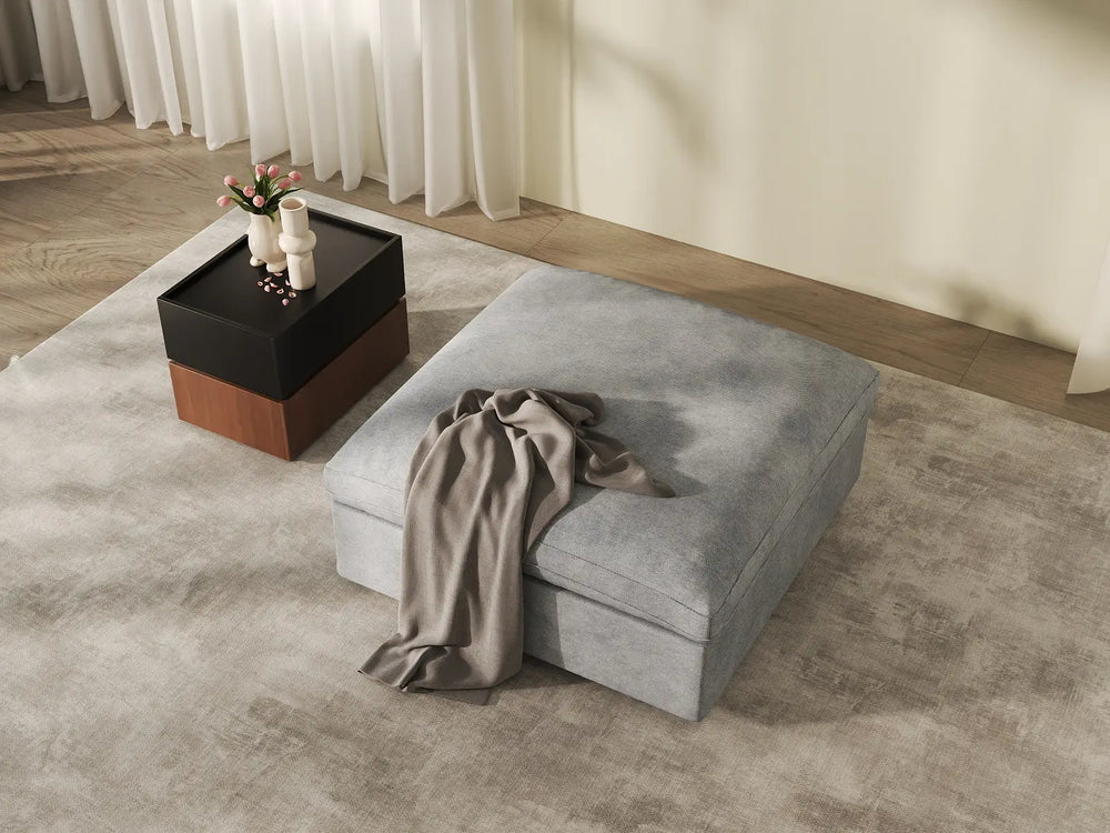 WJS Home 1 Piece Linen Light Grey Ottomans 40 Modular Design 1 Seater_15