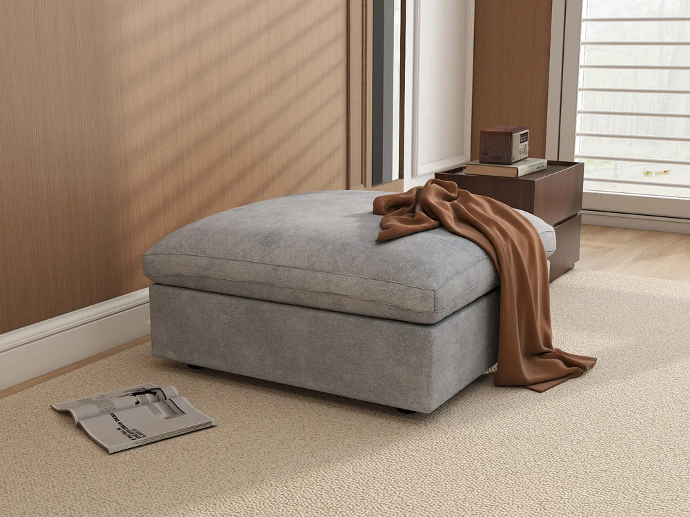 WJS Home 1 Piece Linen Light Grey Ottomans 40 Modular Design 1 Seater_9
