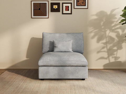 Sofá individual Deluxe Cloud de 1 plaza, color gris claro, lavable | 1 pieza, tejido de chenilla y lino, diseño modular