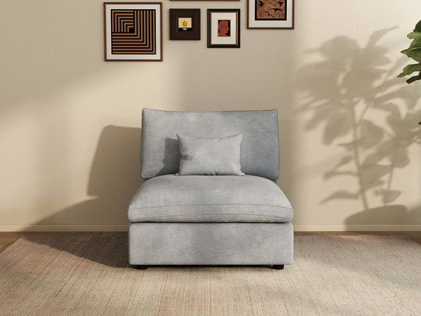 Sofá individual Deluxe Cloud de 1 plaza, color gris claro, lavable | 1 pieza, tejido de chenilla y lino, diseño modular