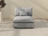 WJS Home 1 Piece Linen Light Grey Single Sofa 40 Adjustable Backrest Pillows 1 Seater_2