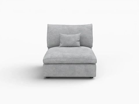 Deluxe Slope Cloud Sectional Sofa Covers | Light Grey Chenille and Linen Sofa Cover for 1-Seater