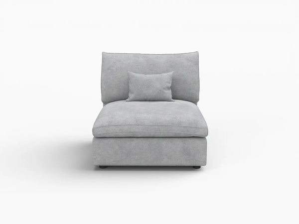 Deluxe Slope Cloud Sectional Sofa Covers | Light Grey Chenille and Linen Sofa Cover for 1-Seater