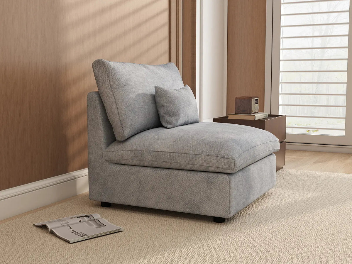 WJS Home 1 Piece Linen Light Grey Single Sofa 40 Adjustable Backrest Pillows 1 Seater_7