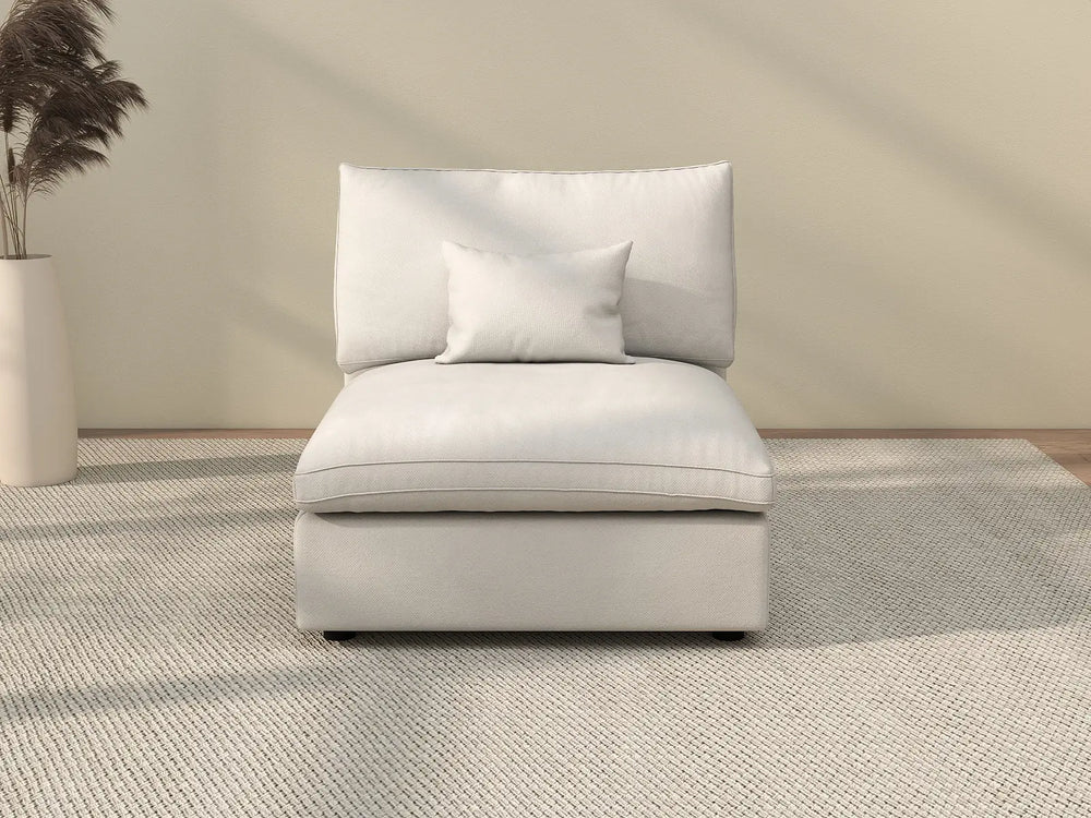 WJS Home 1 Piece Linen White Single Sofa 40 Adjustable Backrest Pillows 1 Seater_2
