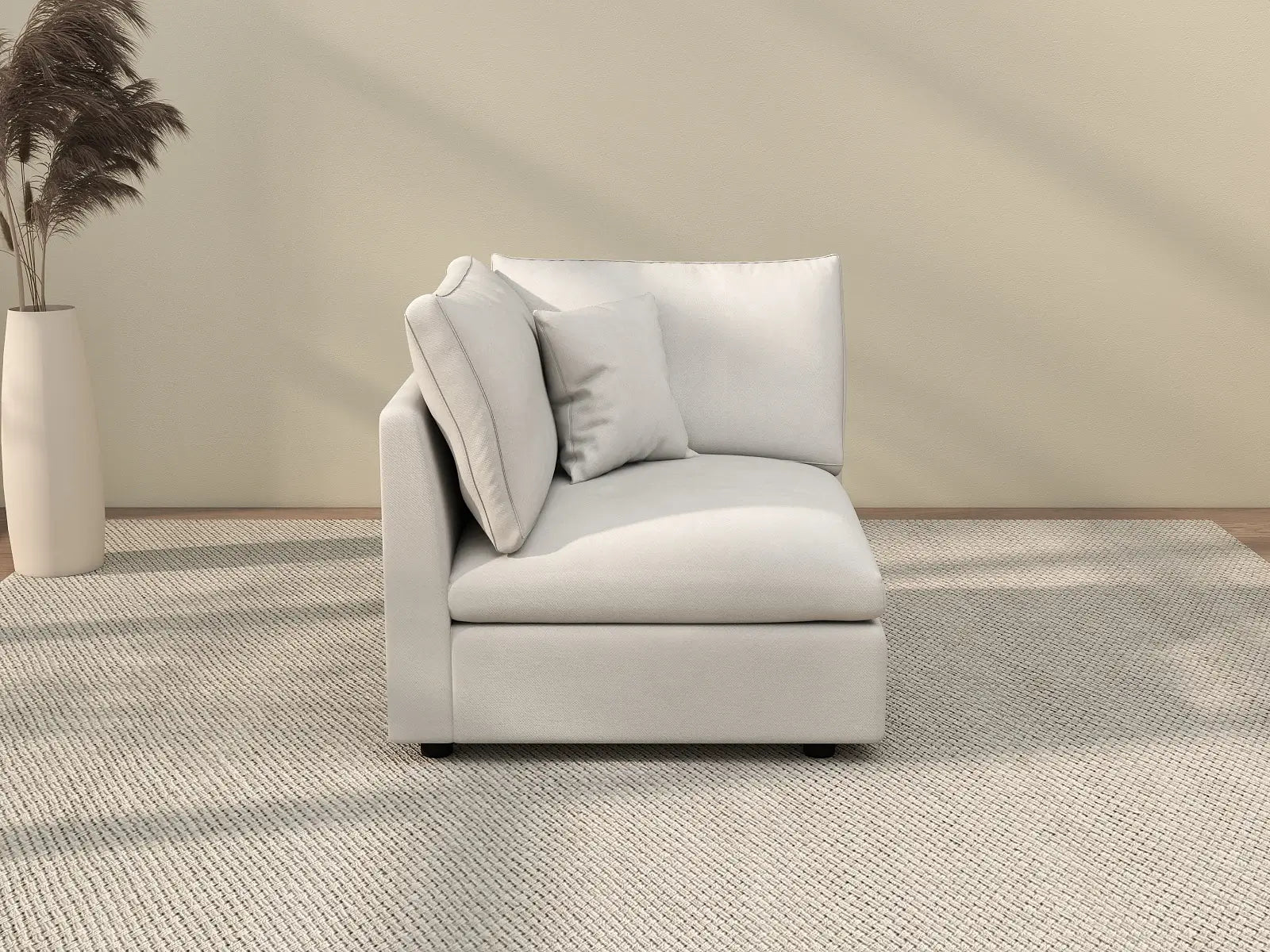Deluxe Cloud 1-Seater White Washable Single Sofa | 1-Piece, Chenille and Linen Fabric, Modular Design
