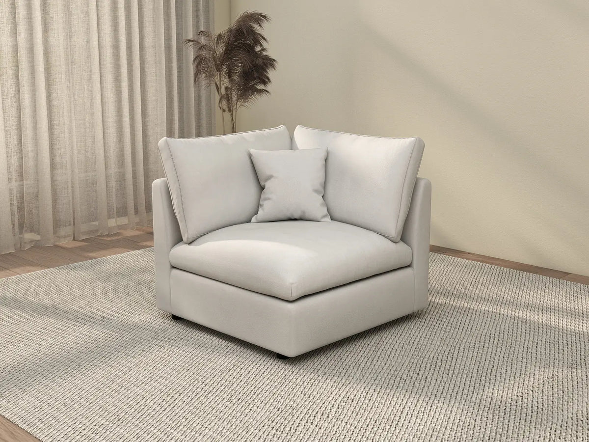 Deluxe Cloud 1-Seater White Washable Single Sofa | 1-Piece, Chenille and Linen Fabric, Modular Design