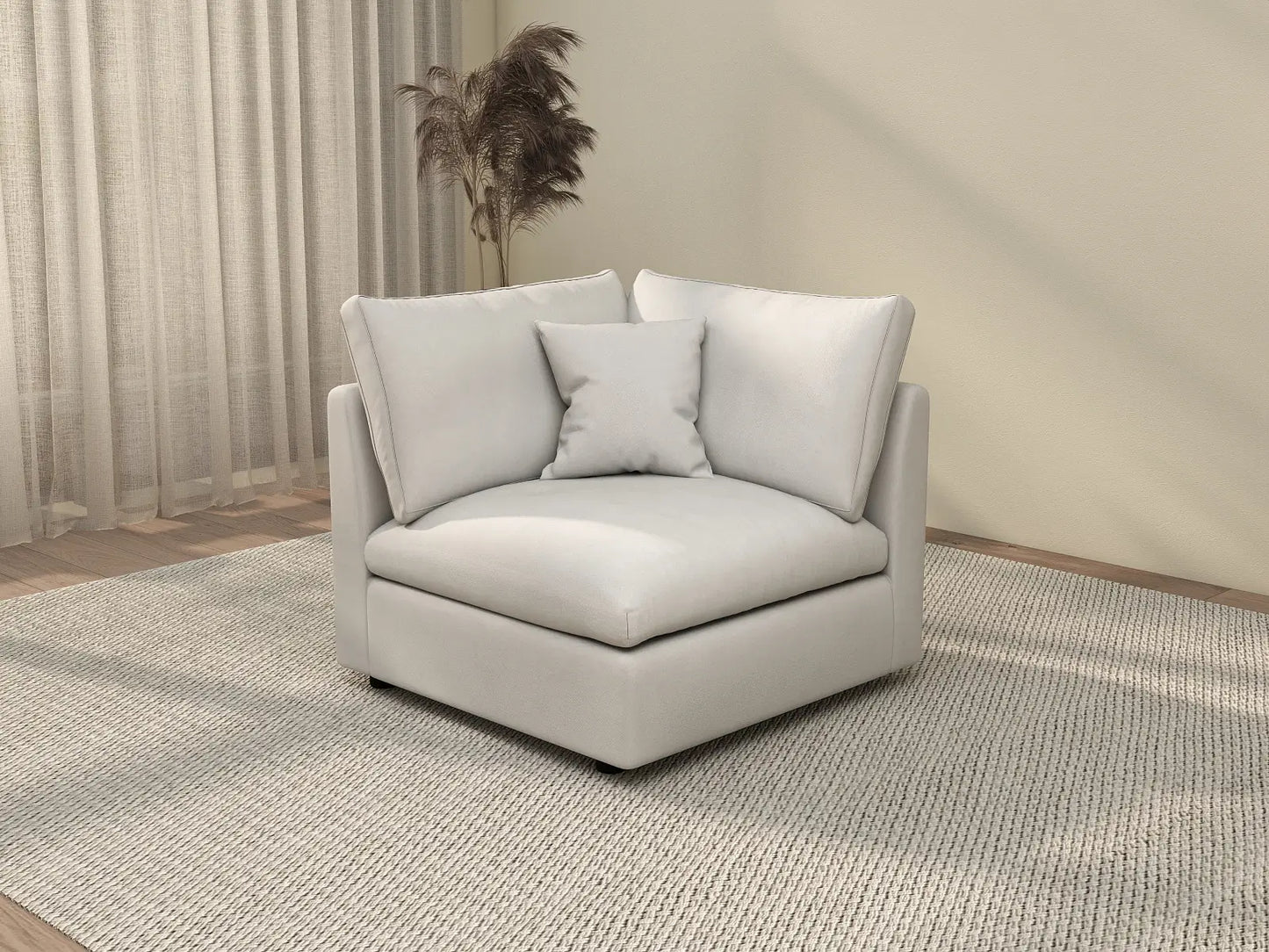 Sofás seccionales Deluxe Slope Cloud | Sofá individual de lino negro de una pieza, 101 cm, respaldo ajustable y cojines, monoplaza