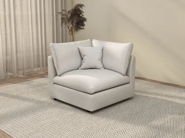 Deluxe Cloud 1-Seater White Washable Single Sofa | 1-Piece, Chenille and Linen Fabric, Modular Design