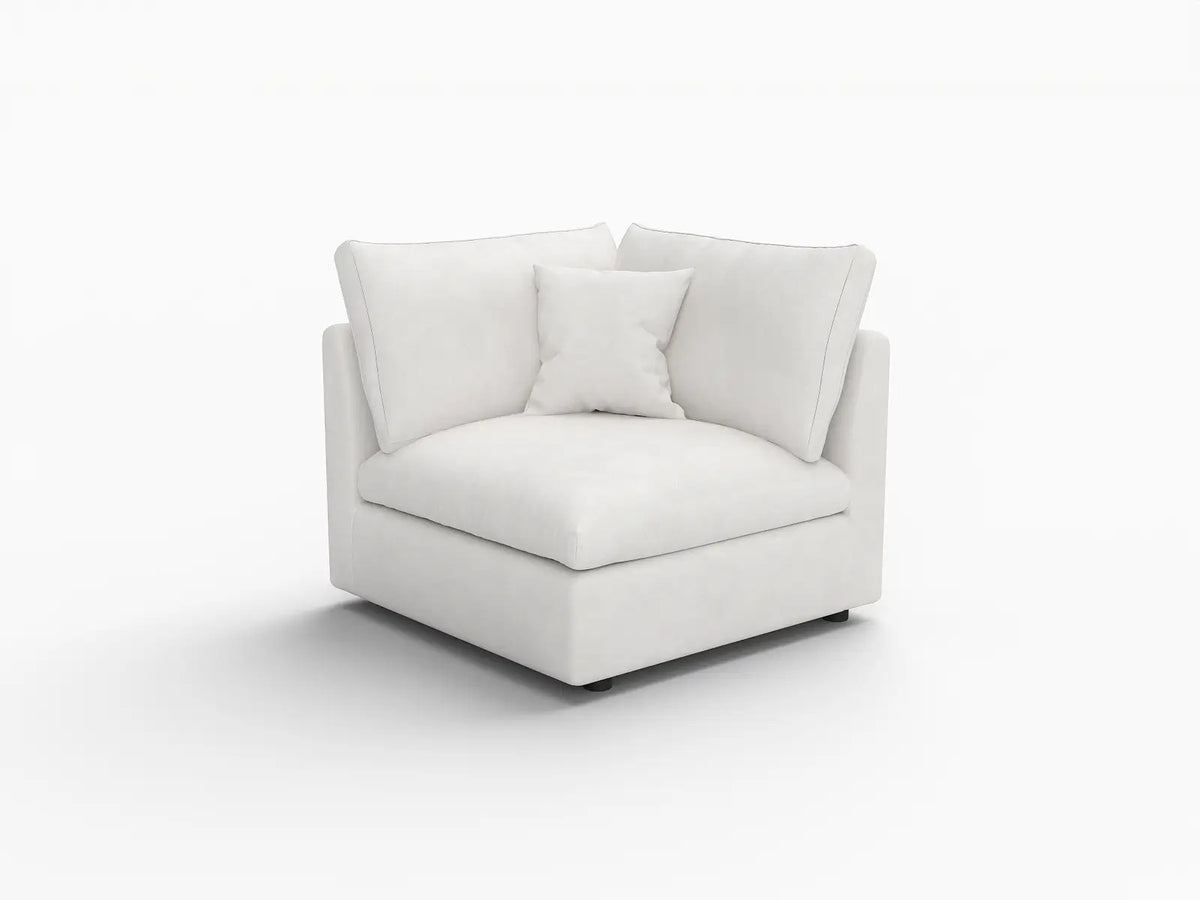 Deluxe Slope Cloud Sectional Sofa Covers | White Chenille and Linen Sofa Cover for 1-Seater