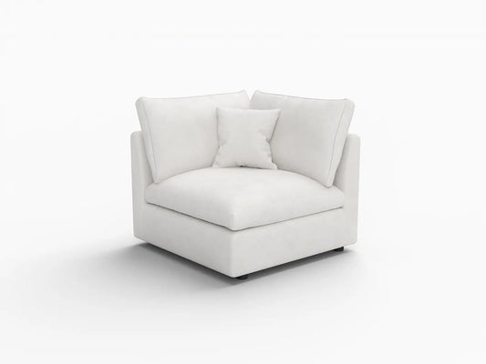 Deluxe Slope Cloud Sectional Sofa Covers | White Chenille and Linen Sofa Cover for 1-Seater