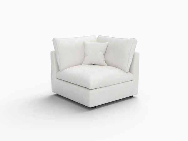 Deluxe Slope Cloud Sectional Sofa Covers | White Chenille and Linen Sofa Cover for 1-Seater