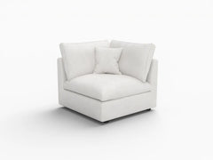 Deluxe Slope Cloud Sectional Sofa Covers | White Chenille and Linen Sofa Cover for 1-Seater