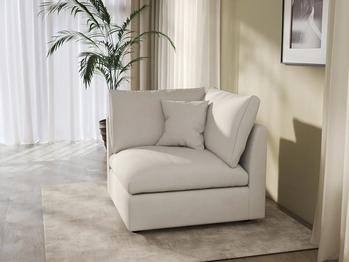 Deluxe Slope Cloud Sectional Sofa Covers | White Chenille and Linen Sofa Cover for 1-Seater