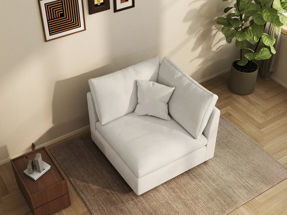 Deluxe Slope Cloud Sectional Sofa Covers | White Chenille and Linen Sofa Cover for 1-Seater