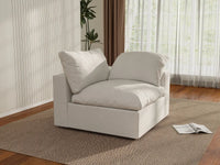 WJS Home 1 Piece White Cotton and Linen Armless Single Sofa 1 Seater_1