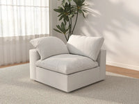 WJS Home 1 Piece White Cotton and Linen Armless Single Sofa 1 Seater_3