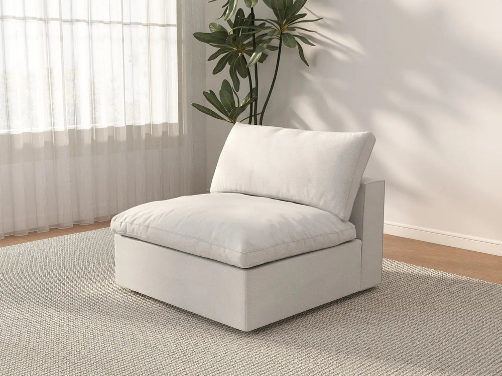 WJS Home 1 Piece White Cotton and Linen Armless Single Sofa 1 Seater_3_0c46e168 cf25 46d3 86a7 4e53d776c89d