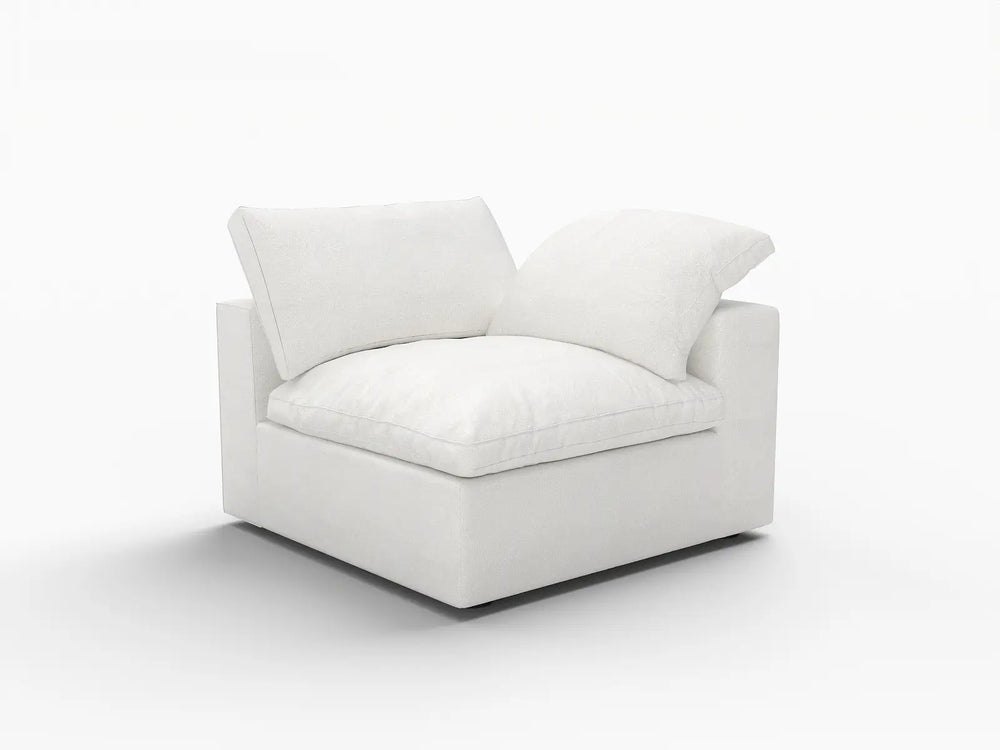 WJS Home 1 Piece White Cotton and Linen Armless Single Sofa 1 Seater_5