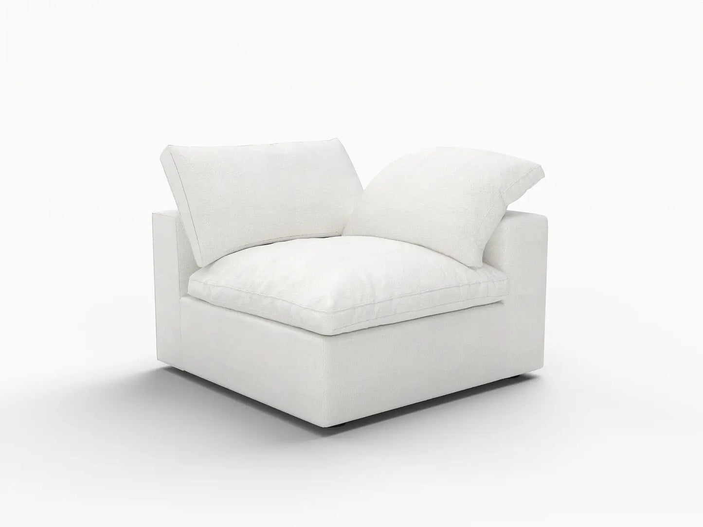 WJS Home 1 Piece White Cotton and Linen Armless Single Sofa 1 Seater_5