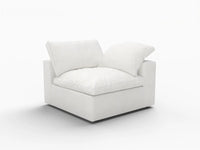 WJS Home 1 Piece White Cotton and Linen Armless Single Sofa 1 Seater_5