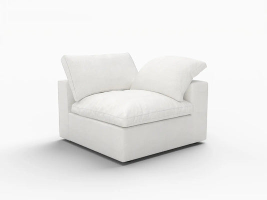 WJS Home 1 Piece White Cotton and Linen Armless Single Sofa 1 Seater_5