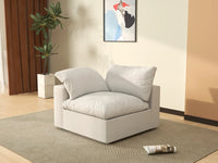 WJS Home 1 Piece White Cotton and Linen Armless Single Sofa 1 Seater_7