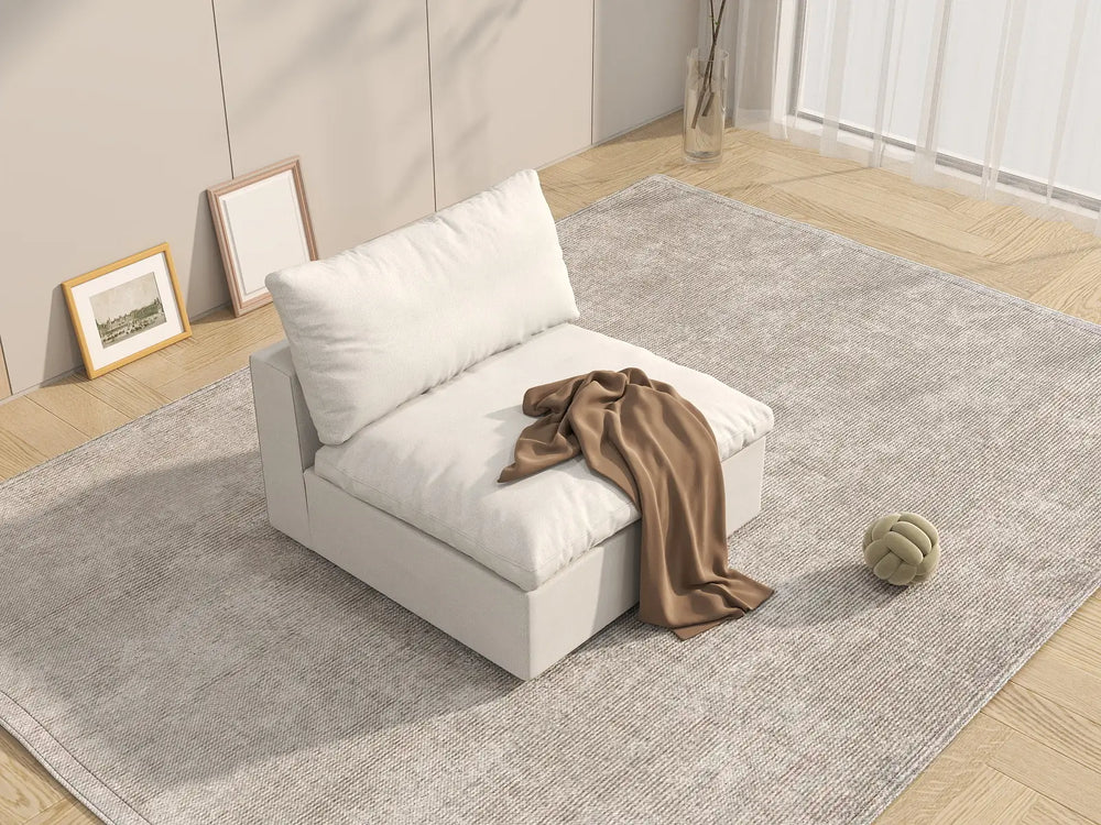 WJS Home 1 Piece White Cotton and Linen Armless Single Sofa 1 Seater_7_e011d483 601f 408b ba72 dd82f2a53221