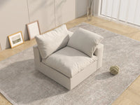 WJS Home 1 Piece White Cotton and Linen Armless Single Sofa 1 Seater_8