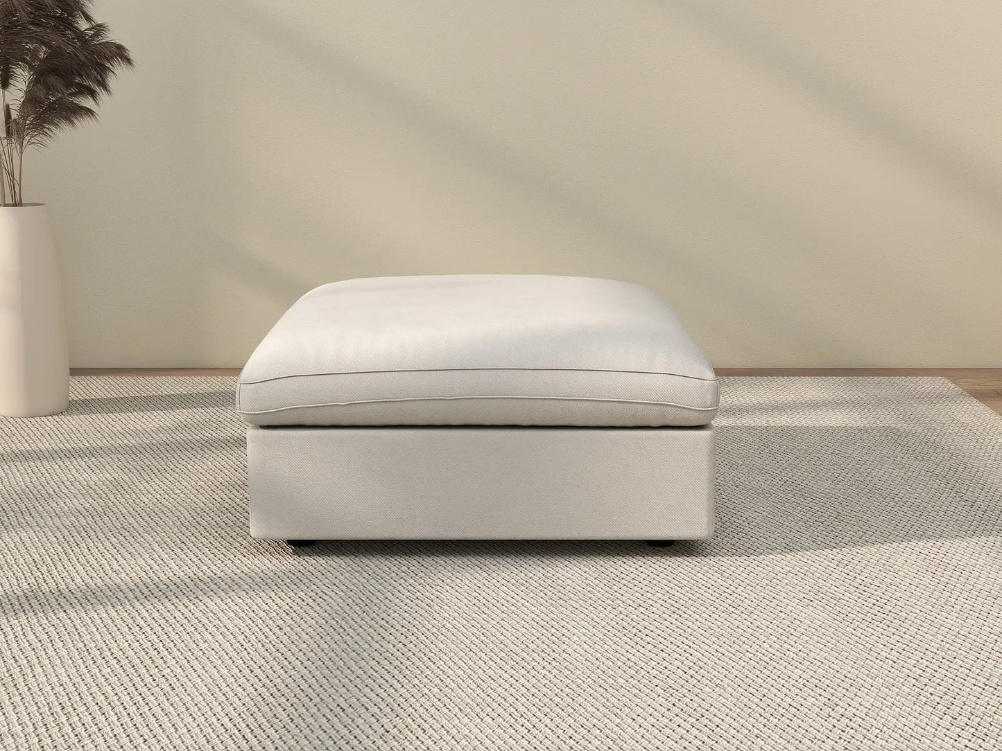 WJS Home 1 Piece White Linen Ottomans_2