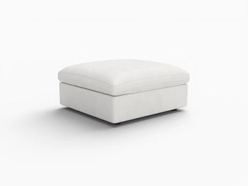 Fundas de sofá seccional Deluxe Slope Cloud | Funda de sofá de lino y chenilla blanca con 1 otomana