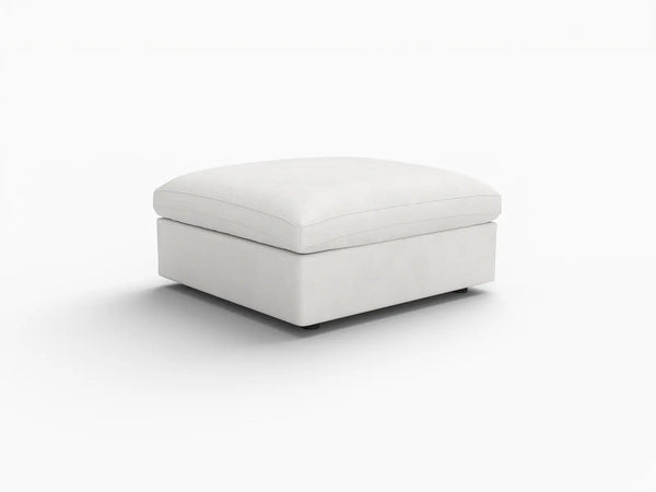 Deluxe Slope Cloud Sectional Sofa Covers | White Chenille and Linen Sofa Cover for with 1-Ottoman