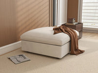 WJS Home 1 Piece White Linen Ottomans_6
