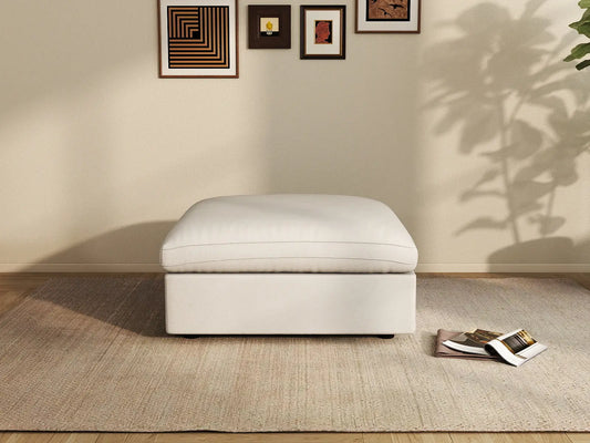 WJS Home 1 Piece White Linen Ottomans_8