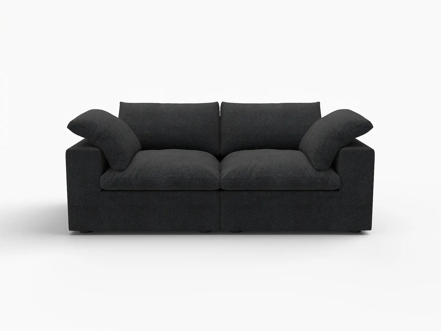 WJS Home 2 Piece Cotton and Linen Black Loveseats 80 Storage Ottoman 2 Seater_4