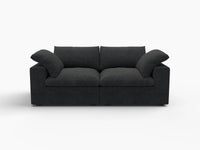 WJS Home 2 Piece Cotton and Linen Black Loveseats 80 Storage Ottoman 2 Seater_4