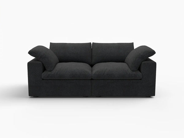 Deluxe Premium Cloud Sectional Sofas Covers | Premium Cloud Cotton and Linen Black 2-Seater Covers