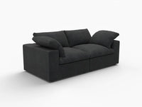 WJS Home 2 Piece Cotton and Linen Black Loveseats 80 Storage Ottoman 2 Seater_5